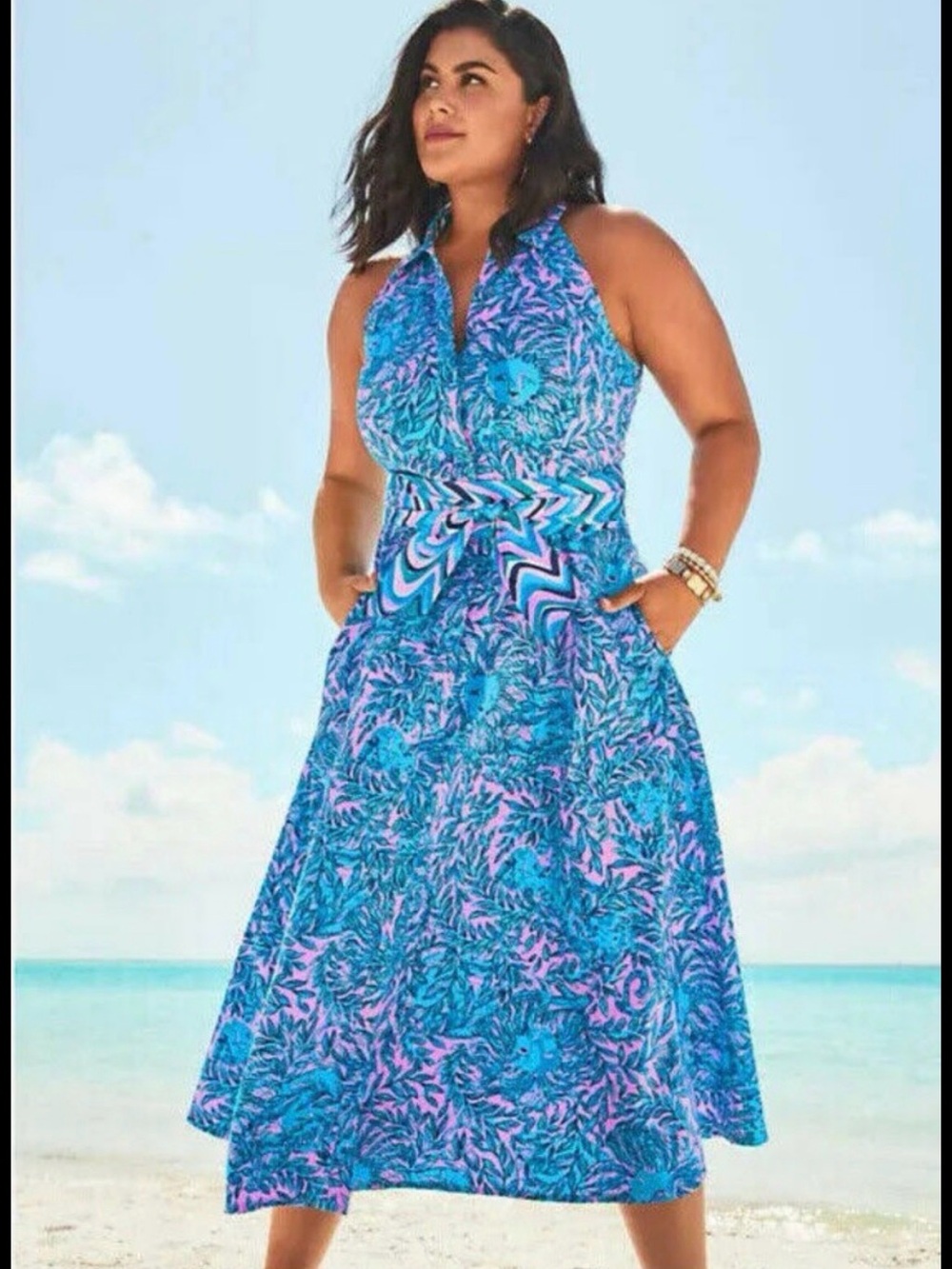 Lilly Pulitzer Chrisella Stretch Midi Shirt Dress Size 8